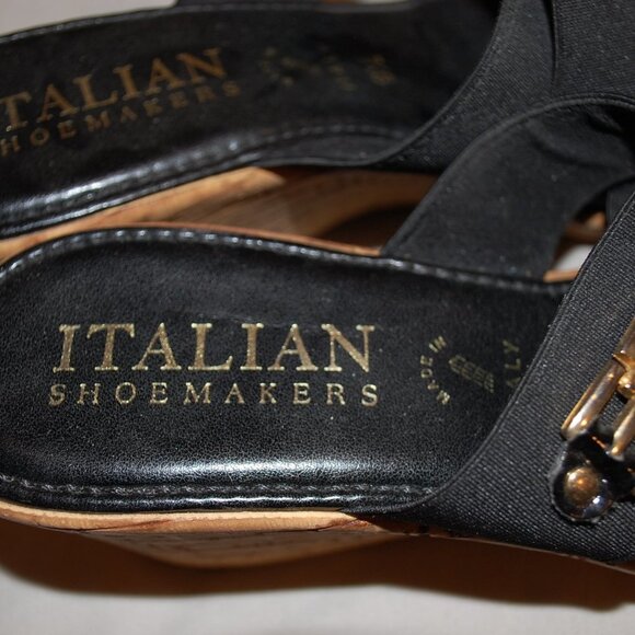 Casual Sandals Women's Bella Schmidt Slide Black Strap Wedge 9.5 - Picture 3 of 5